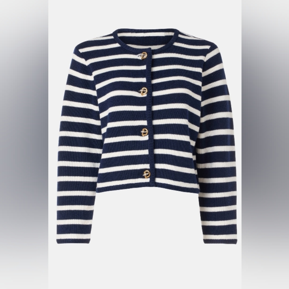 Derek Lam Black and White Striped Cardigan